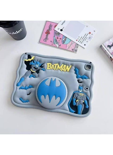 Cartoon 3D Silicon Handle Stand Cover For iPad 10th Generation 2022 10.9 Inch,iPad (A16) 11th Generation Case 11 Inch 2025, Funda Case Model A2696 A2757 A2777 (With Rope) (Bat-Man)